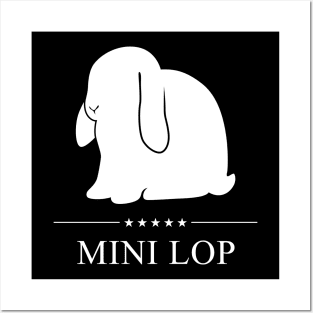 Mini Lop Rabbit White Silhouette Posters and Art